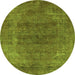 Round Oriental Green Industrial Rug, urb2192grn