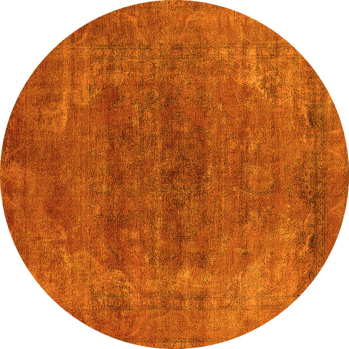Round Oriental Yellow Industrial Rug, urb2192yw