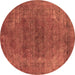 Round Oriental Brown Industrial Rug, urb2192brn