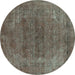 Round Oriental Turquoise Industrial Rug, urb2192turq