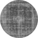 Round Oriental Gray Industrial Rug, urb2193gry