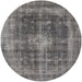 Round Mid-Century Modern Gray Oriental Rug, urb2193