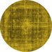 Round Oriental Yellow Industrial Rug, urb2193yw