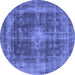 Round Oriental Blue Industrial Rug, urb2193blu