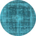 Round Oriental Light Blue Industrial Rug, urb2193lblu