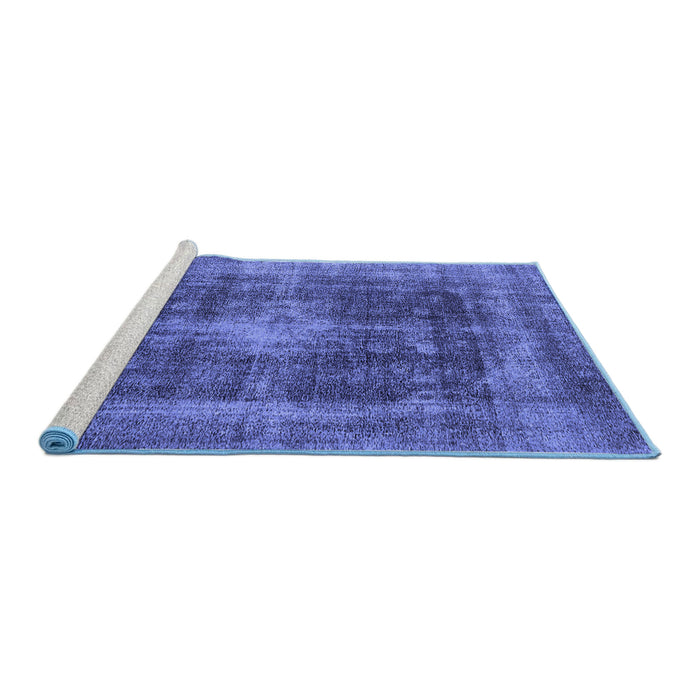 Sideview of Machine Washable Oriental Blue Industrial Rug, wshurb2193blu