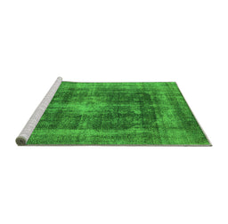 Sideview of Machine Washable Oriental Green Industrial Area Rugs, wshurb2193grn