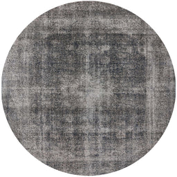 Round Machine Washable Industrial Modern Gray Rug, wshurb2193