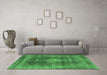 Machine Washable Oriental Emerald Green Industrial Area Rugs in a Living Room,, wshurb2193emgrn