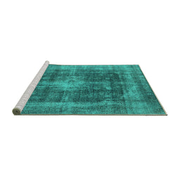 Sideview of Machine Washable Oriental Turquoise Industrial Area Rugs, wshurb2193turq