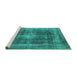 Sideview of Machine Washable Oriental Turquoise Industrial Area Rugs, wshurb2193turq