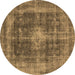 Round Oriental Brown Industrial Rug, urb2193brn