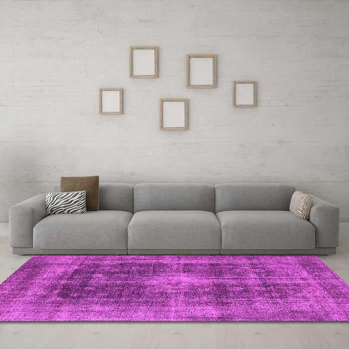 Machine Washable Oriental Pink Industrial Rug in a Living Room, wshurb2193pnk