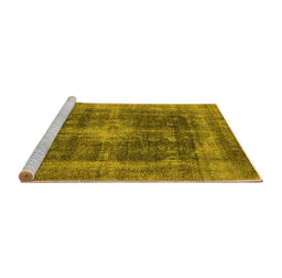 Sideview of Machine Washable Oriental Yellow Industrial Rug, wshurb2193yw
