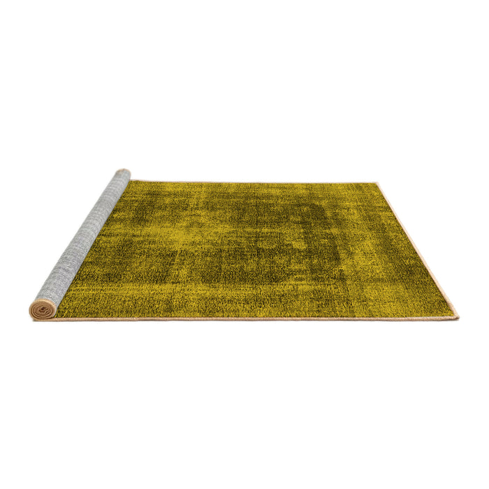 Sideview of Machine Washable Oriental Yellow Industrial Rug, wshurb2193yw