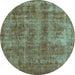 Round Oriental Light Blue Industrial Rug, urb2194lblu