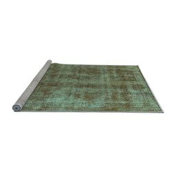 Sideview of Machine Washable Oriental Light Blue Industrial Rug, wshurb2194lblu