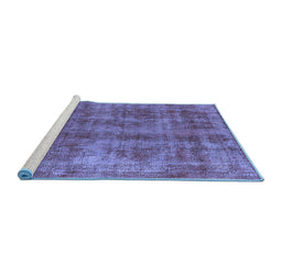 Sideview of Machine Washable Oriental Blue Industrial Rug, wshurb2194blu