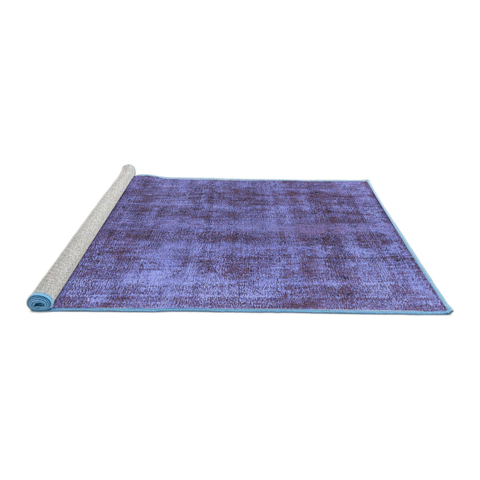 Sideview of Machine Washable Oriental Blue Industrial Rug, wshurb2194blu