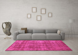 Machine Washable Oriental Pink Industrial Rug in a Living Room, wshurb2194pnk