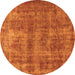 Round Machine Washable Oriental Orange Industrial Area Rugs, wshurb2194org