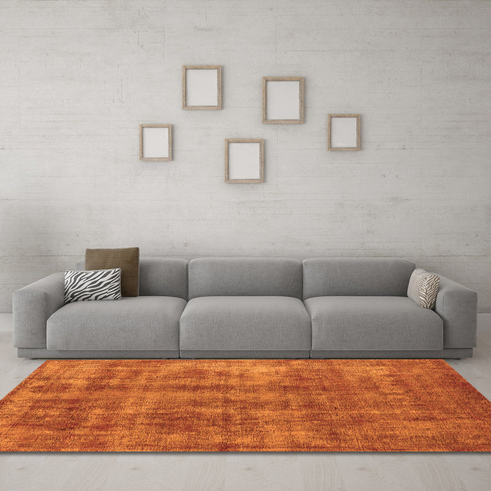 Machine Washable Oriental Orange Industrial Area Rugs in a Living Room, wshurb2194org