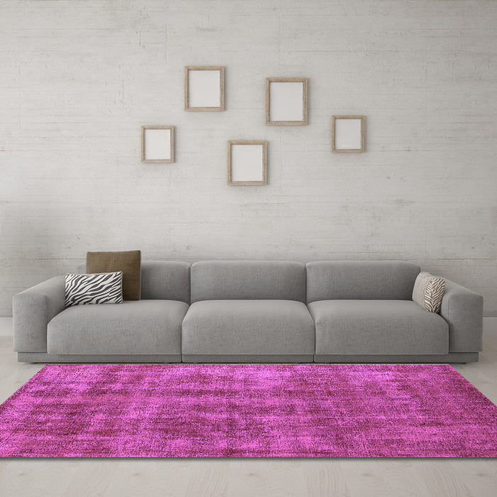 Machine Washable Oriental Purple Industrial Area Rugs in a Living Room, wshurb2194pur