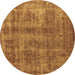 Round Oriental Brown Industrial Rug, urb2194brn