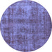 Round Oriental Blue Industrial Rug, urb2194blu