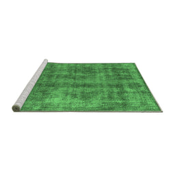 Sideview of Machine Washable Oriental Emerald Green Industrial Area Rugs, wshurb2194emgrn