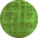 Round Oriental Green Industrial Rug, urb2194grn