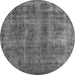 Round Oriental Gray Industrial Rug, urb2194gry