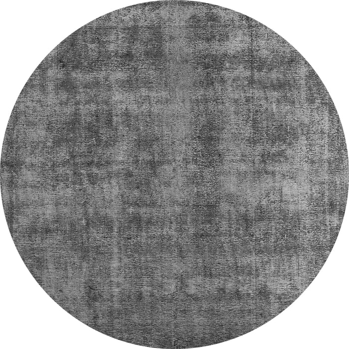 Round Machine Washable Oriental Gray Industrial Rug, wshurb2194gry
