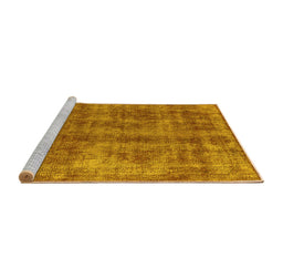 Sideview of Machine Washable Oriental Yellow Industrial Rug, wshurb2194yw