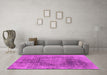 Machine Washable Oriental Pink Industrial Rug in a Living Room, wshurb2195pnk