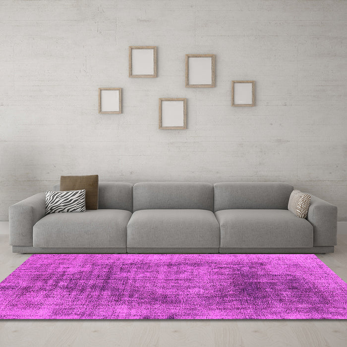 Machine Washable Oriental Pink Industrial Rug in a Living Room, wshurb2195pnk