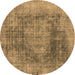 Round Oriental Brown Industrial Rug, urb2195brn