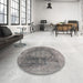 Round Machine Washable Industrial Modern Cloudy Gray Rug in a Office, wshurb2195