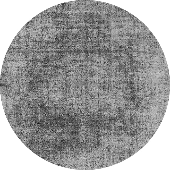 Round Machine Washable Oriental Gray Industrial Rug, wshurb2195gry
