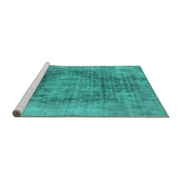 Sideview of Machine Washable Oriental Turquoise Industrial Area Rugs, wshurb2195turq