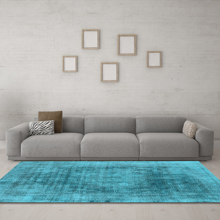 Machine Washable Oriental Light Blue Industrial Rug in a Living Room, wshurb2195lblu