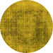 Round Oriental Yellow Industrial Rug, urb2195yw