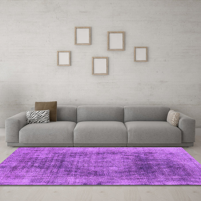 Machine Washable Oriental Purple Industrial Area Rugs in a Living Room, wshurb2195pur