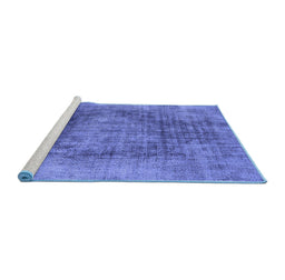 Sideview of Machine Washable Oriental Blue Industrial Rug, wshurb2195blu