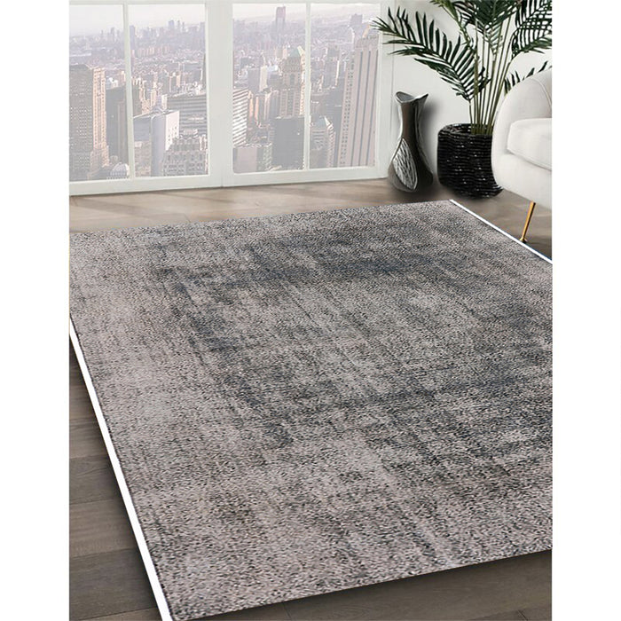 Mid-Century Modern Cloudy Gray Oriental Rug in Family Room, urb2195