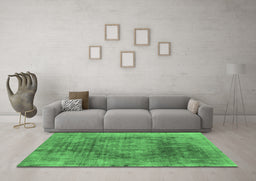 Machine Washable Oriental Emerald Green Industrial Area Rugs in a Living Room,, wshurb2195emgrn