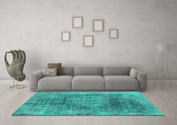 Machine Washable Oriental Turquoise Industrial Area Rugs in a Living Room,, wshurb2195turq