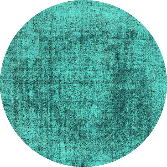 Round Oriental Turquoise Industrial Rug, urb2195turq