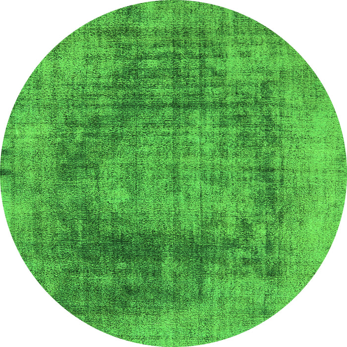 Round Machine Washable Oriental Green Industrial Area Rugs, wshurb2195grn