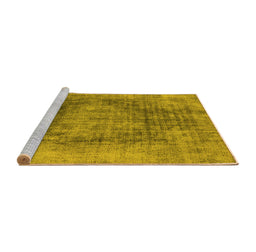 Sideview of Machine Washable Oriental Yellow Industrial Rug, wshurb2195yw
